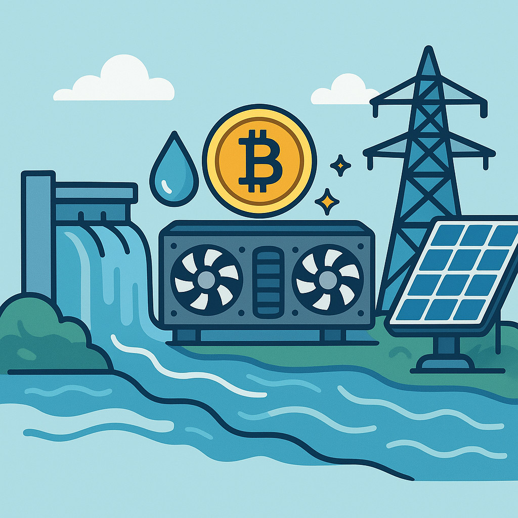 Advanced hydroelectric mining facility with flowing water