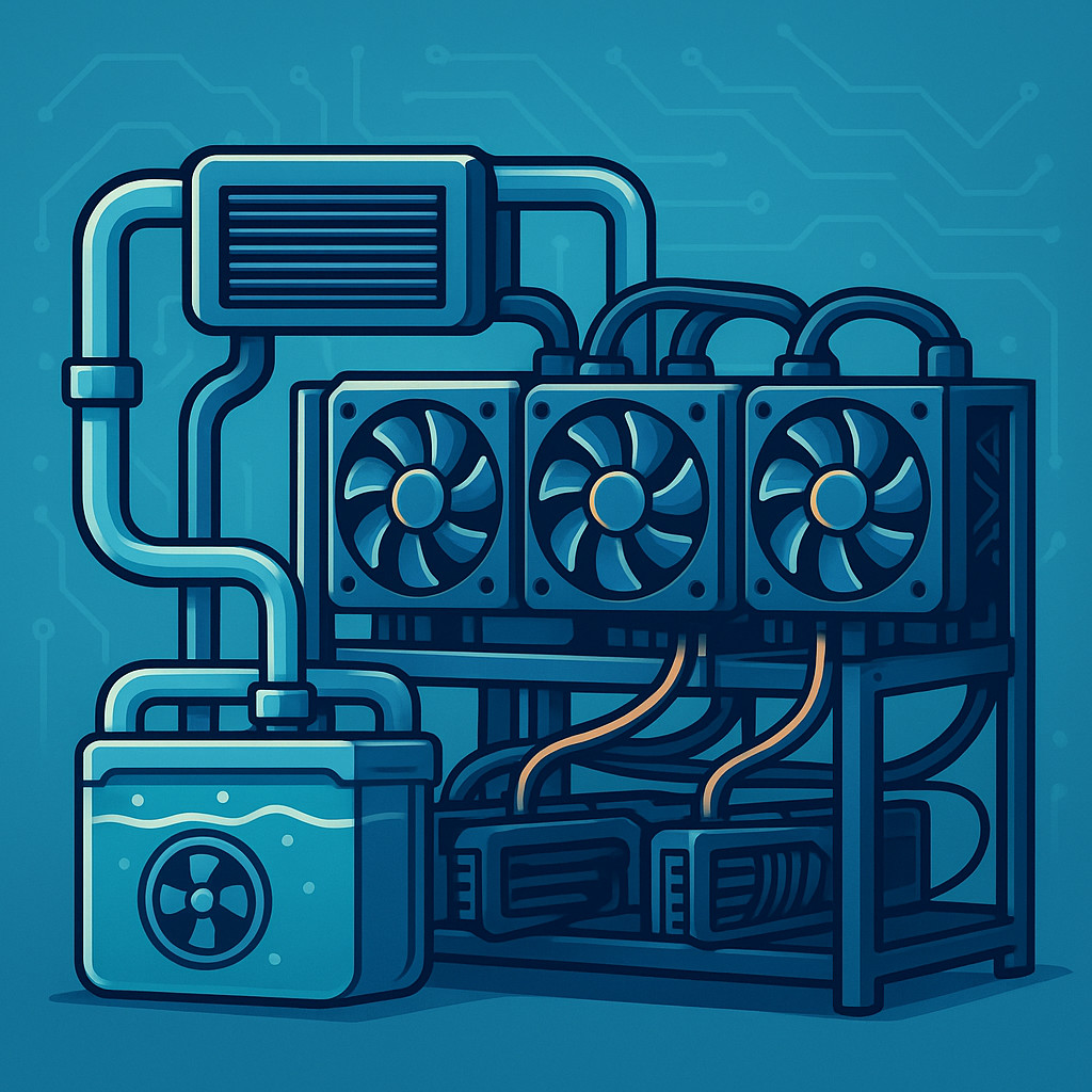 Advanced mining hardware with integrated water cooling circulation system